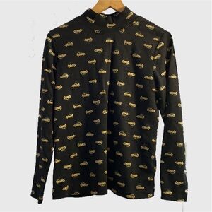 Vintage Karen Scott festive car print turtleneck top